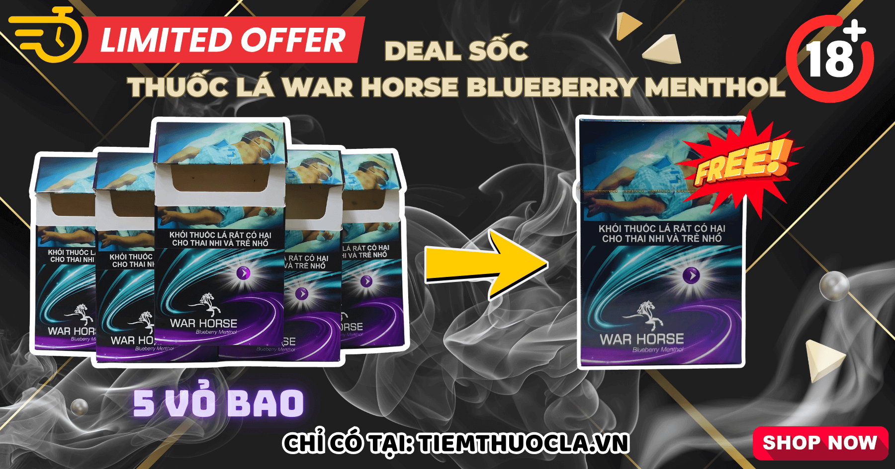 Deal sốc Thuốc lá War Horse Blueberry Menthol