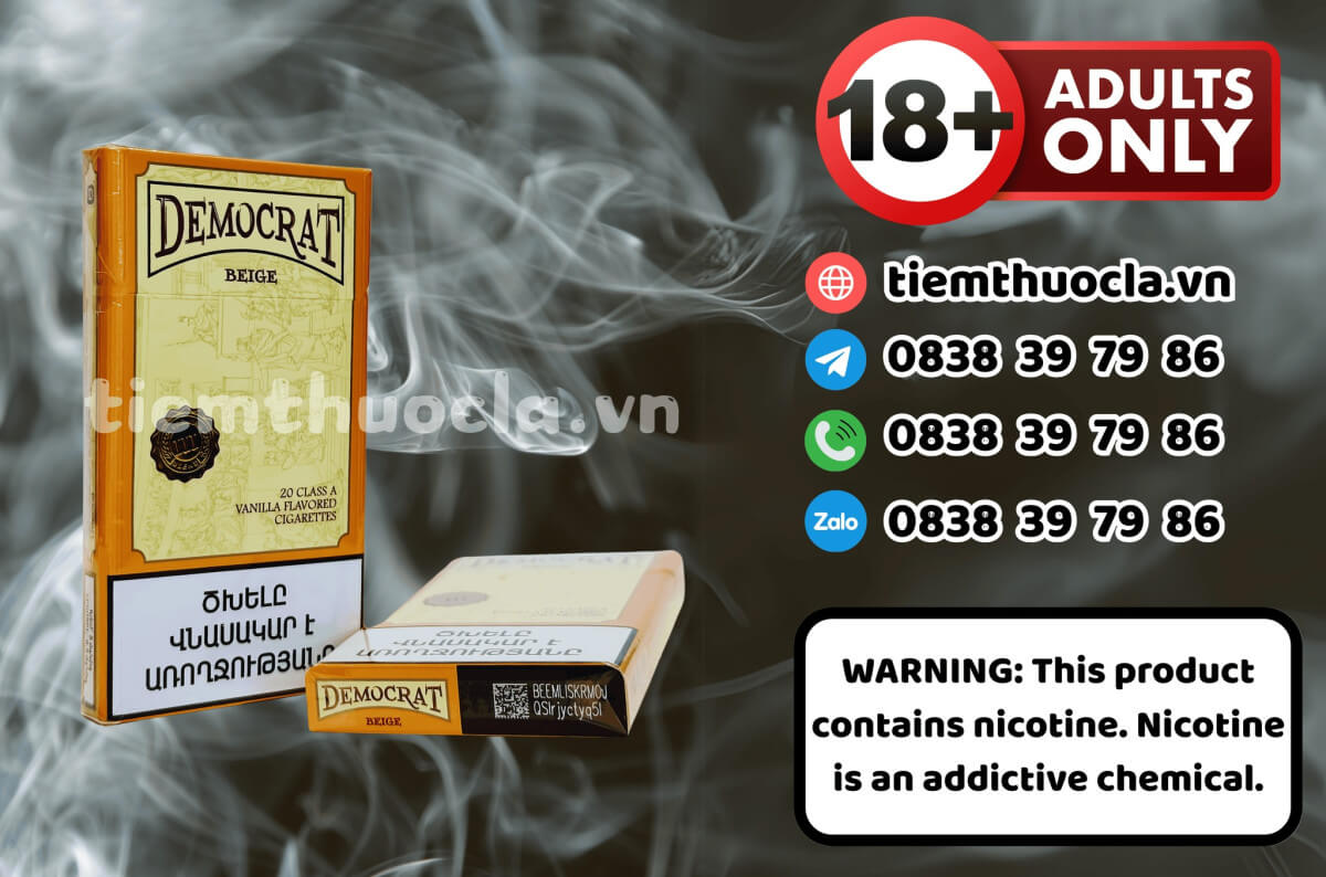 Thuốc lá Ngoại Democrat Vanilla Beige Slim - Thuốc lá chính hãng Cần Thơ, mua online giá rẻ tại Tiệm Thuốc Lá