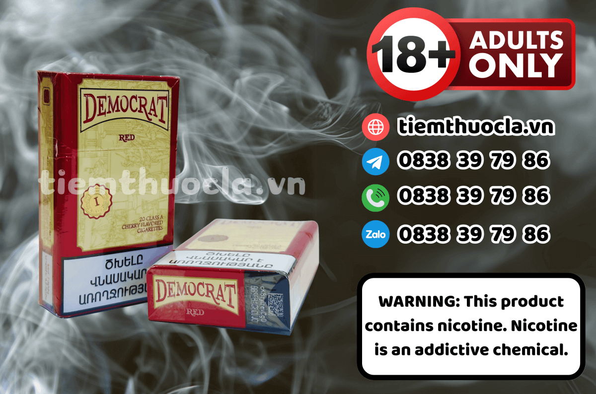 Thuốc lá Ngoại Democrat Cherry Red - Cigarette (Thuốc lá) chính hãng Cần Thơ, mua online giá rẻ tại Tiệm Thuốc Lá - Hình 1