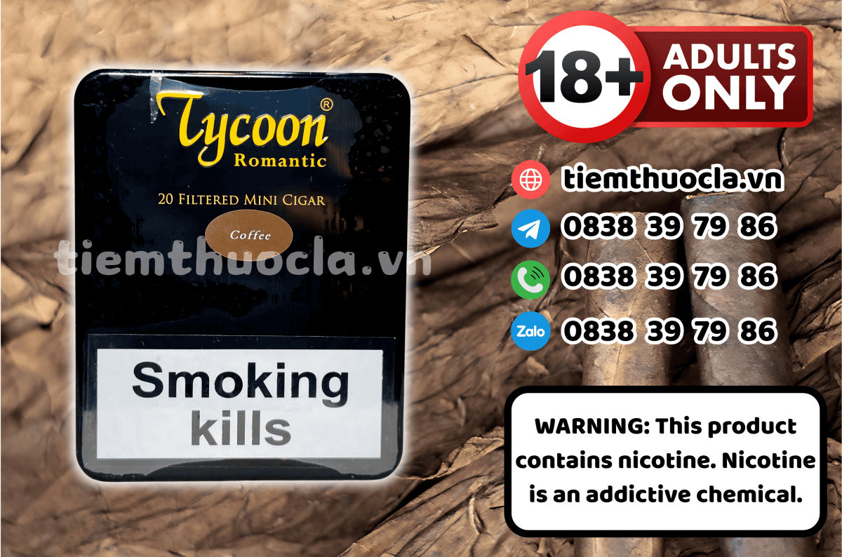Cigar Tycoon Romantic Coffee - Hộp 20 điếu - Cigar (Xì gà) chính hãng Cần Thơ, mua online giá rẻ tại Tiệm Thuốc Lá - Hình 1
