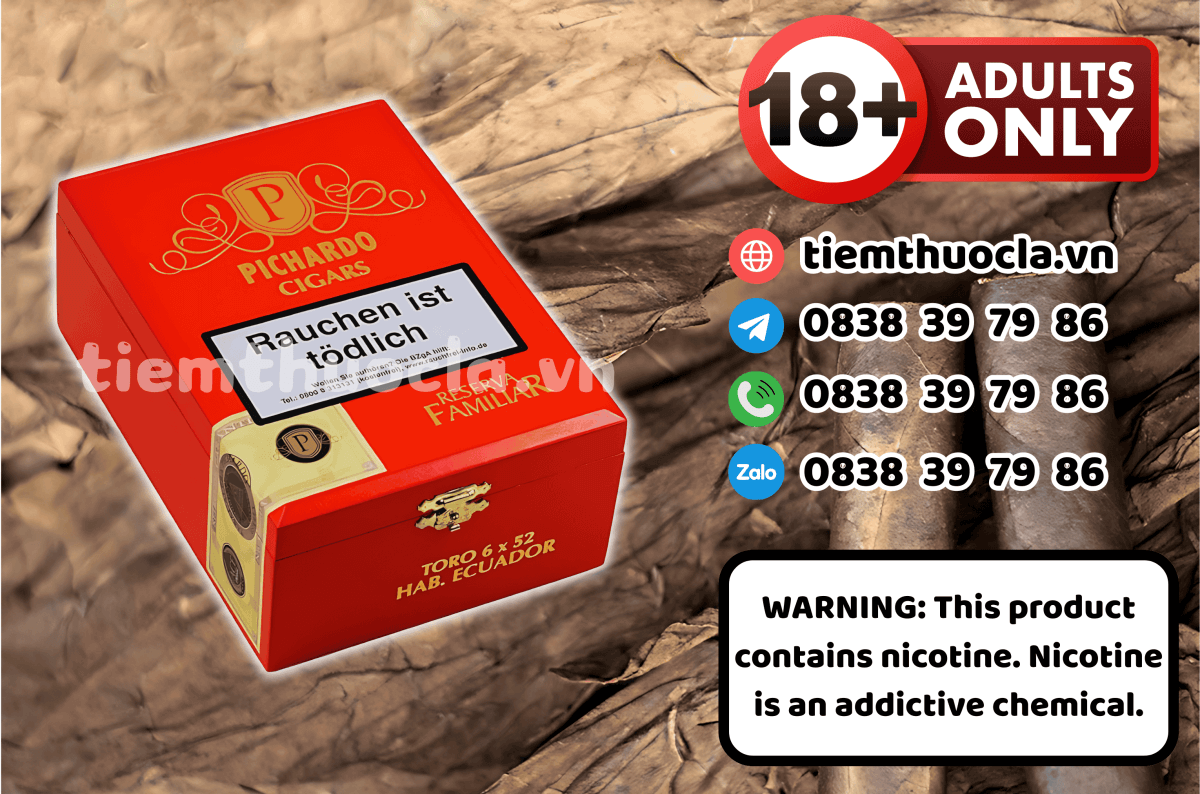 Cigar Pichardo Reserva Familiar Habano Toro 6 x 52 HAB. Ecuador - Hộp 15 điếu - Cigar (Xì gà) chính hãng Cần Thơ, mua online giá rẻ tại Tiệm Thuốc Lá - Hình 1