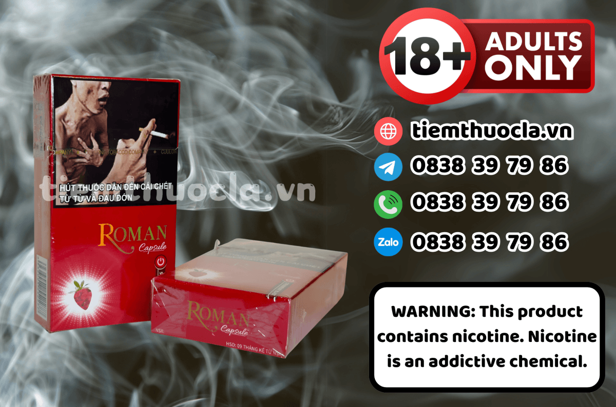 Thuốc lá Roman Capsule Strawberry Blast - Cigarette (Thuốc lá) chính hãng Cần Thơ, mua online giá rẻ tại Tiệm Thuốc Lá - Hình 1