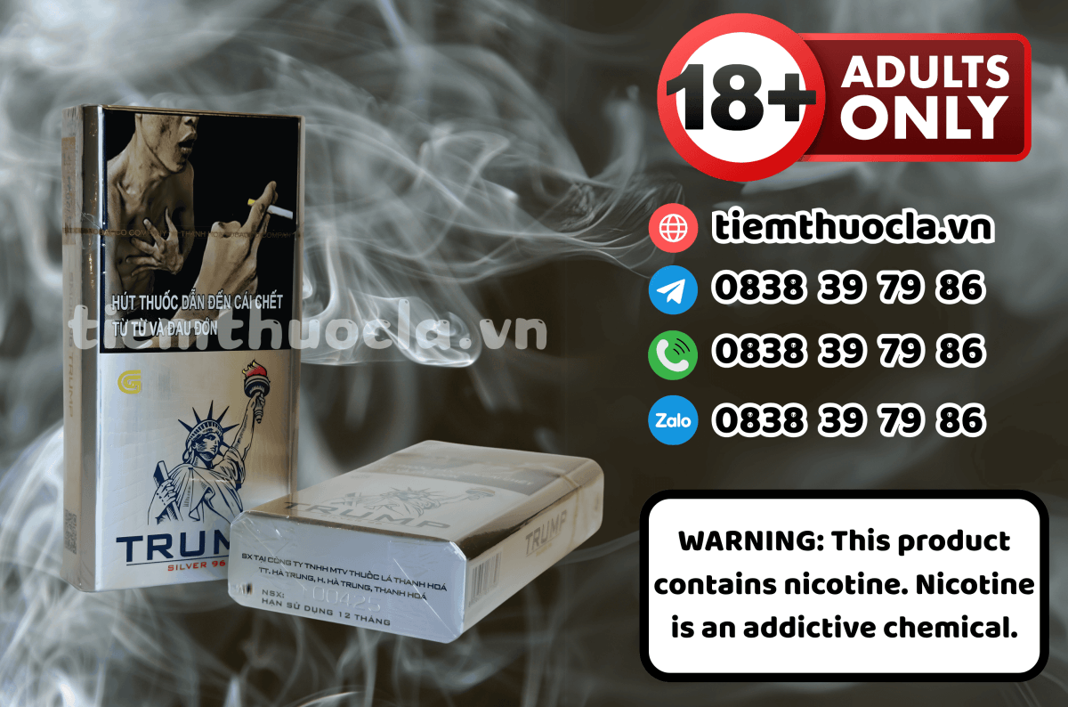 Thuốc lá Trump Silver 96 - Cigarette (Thuốc lá) chính hãng Cần Thơ, mua online giá rẻ tại Tiệm Thuốc Lá - Hình 1