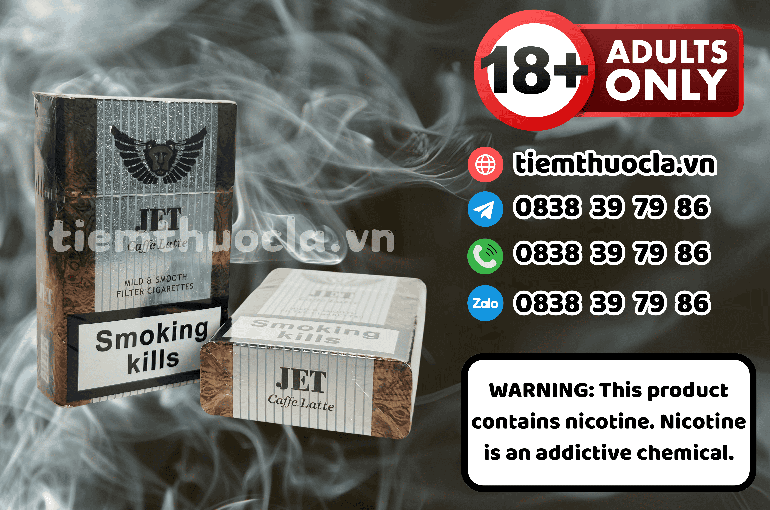 Thuốc lá Ngoại JET Caffe Latte - Cigarette (Thuốc lá) chính hãng Cần Thơ, mua online giá rẻ tại Tiệm Thuốc Lá - Hình 1