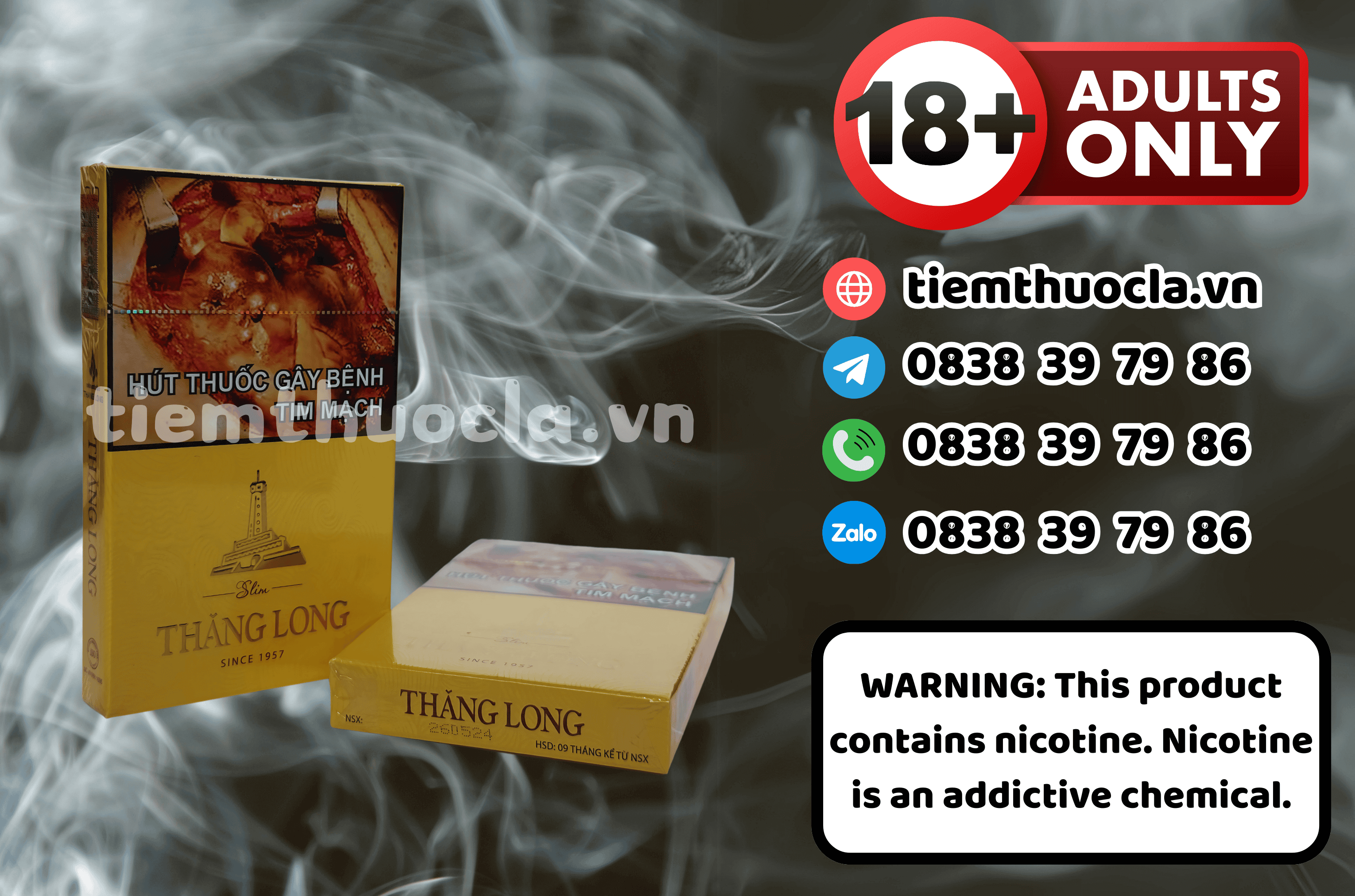 Thuốc lá Thăng Long Slim - Cigarette (Thuốc lá) chính hãng Cần Thơ, mua online giá rẻ tại Tiệm Thuốc Lá - Hình 1