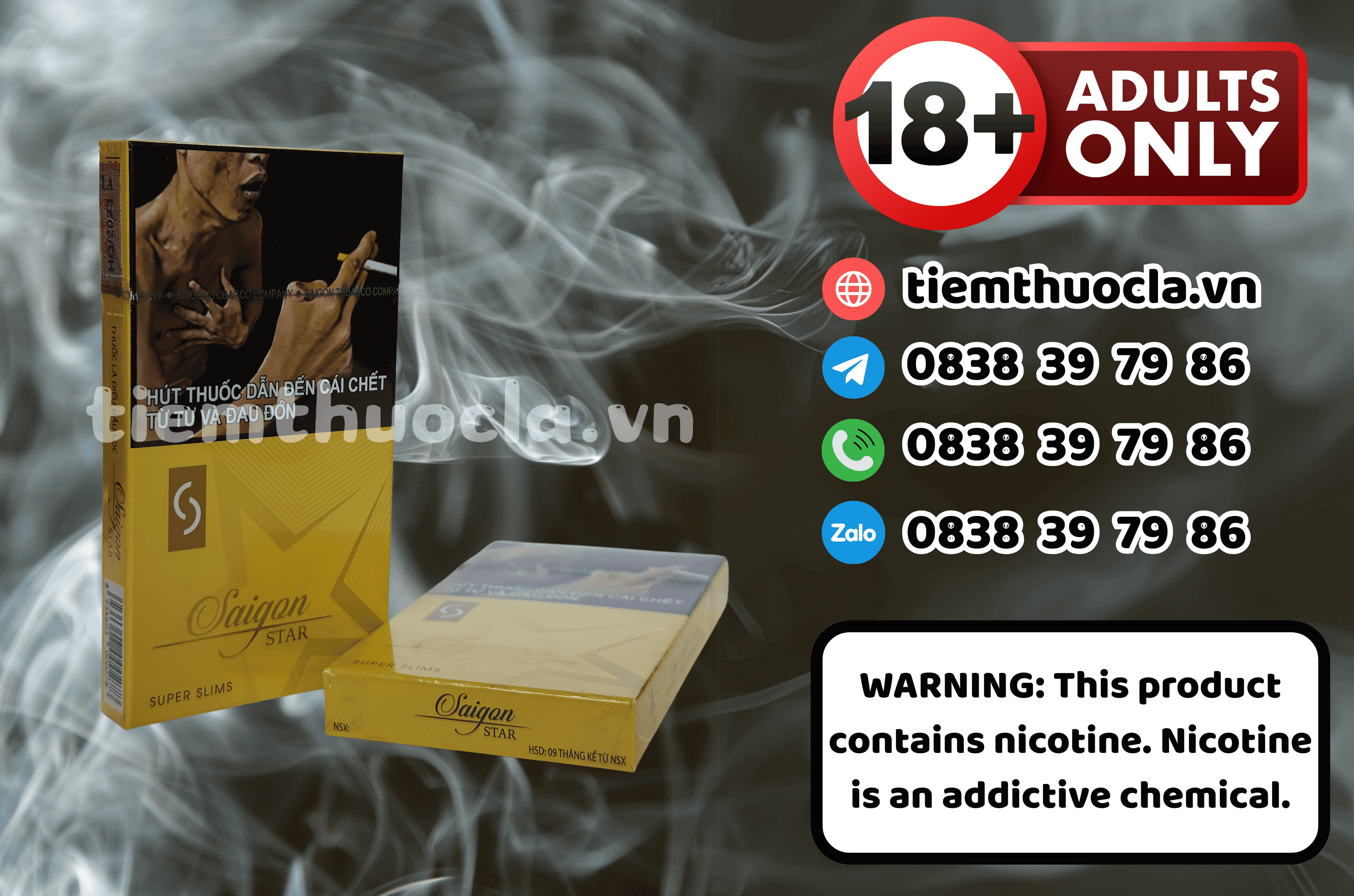 Thuốc lá Sài Gòn Star Super Slims - Cigarette (Thuốc lá) chính hãng Cần Thơ, mua online giá rẻ tại Tiệm Thuốc Lá - Hình 1