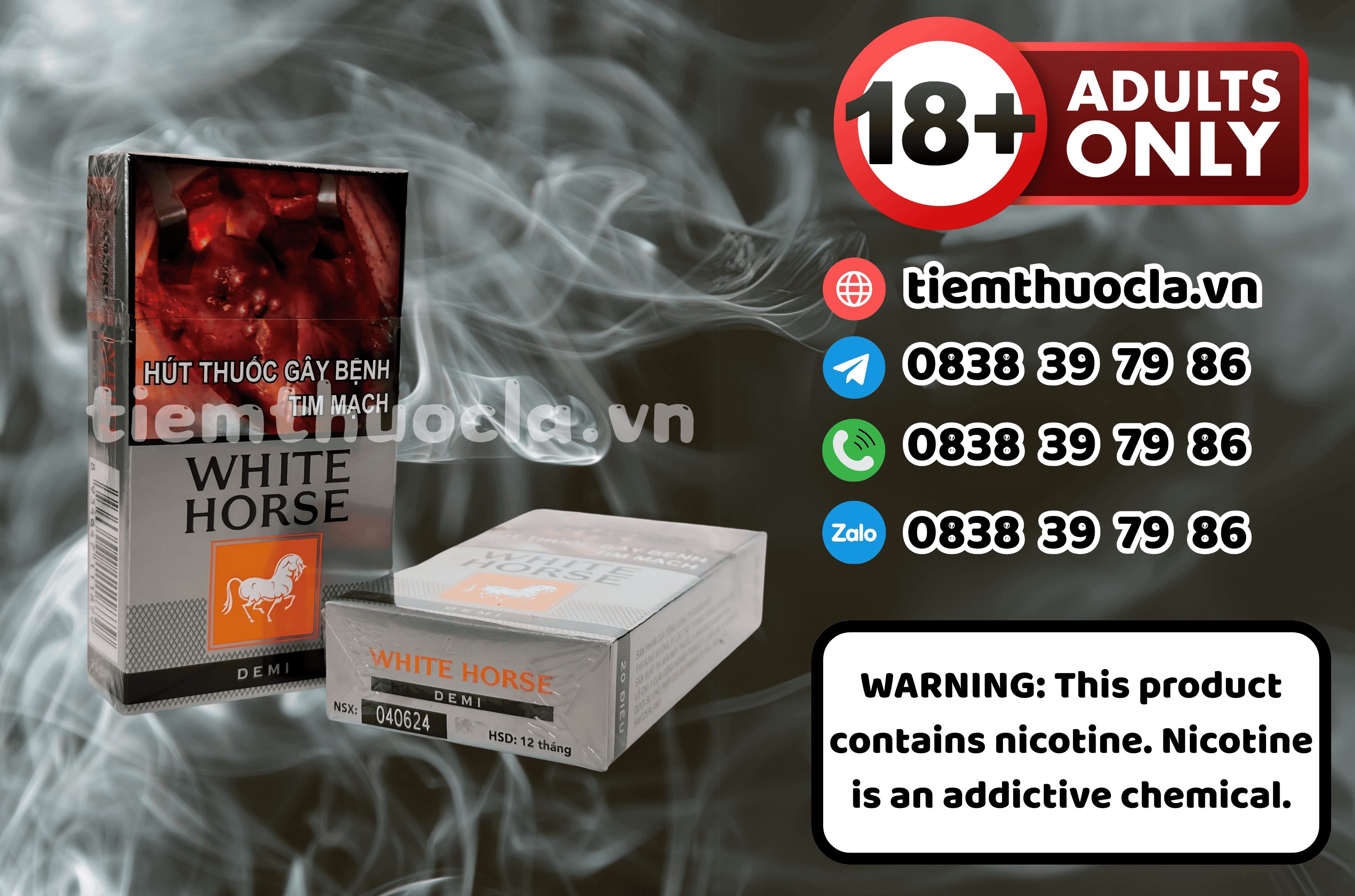 Thuốc lá White Horse Demi - Cigarette (Thuốc lá) chính hãng Cần Thơ, mua online giá rẻ tại Tiệm Thuốc Lá - Hình 1