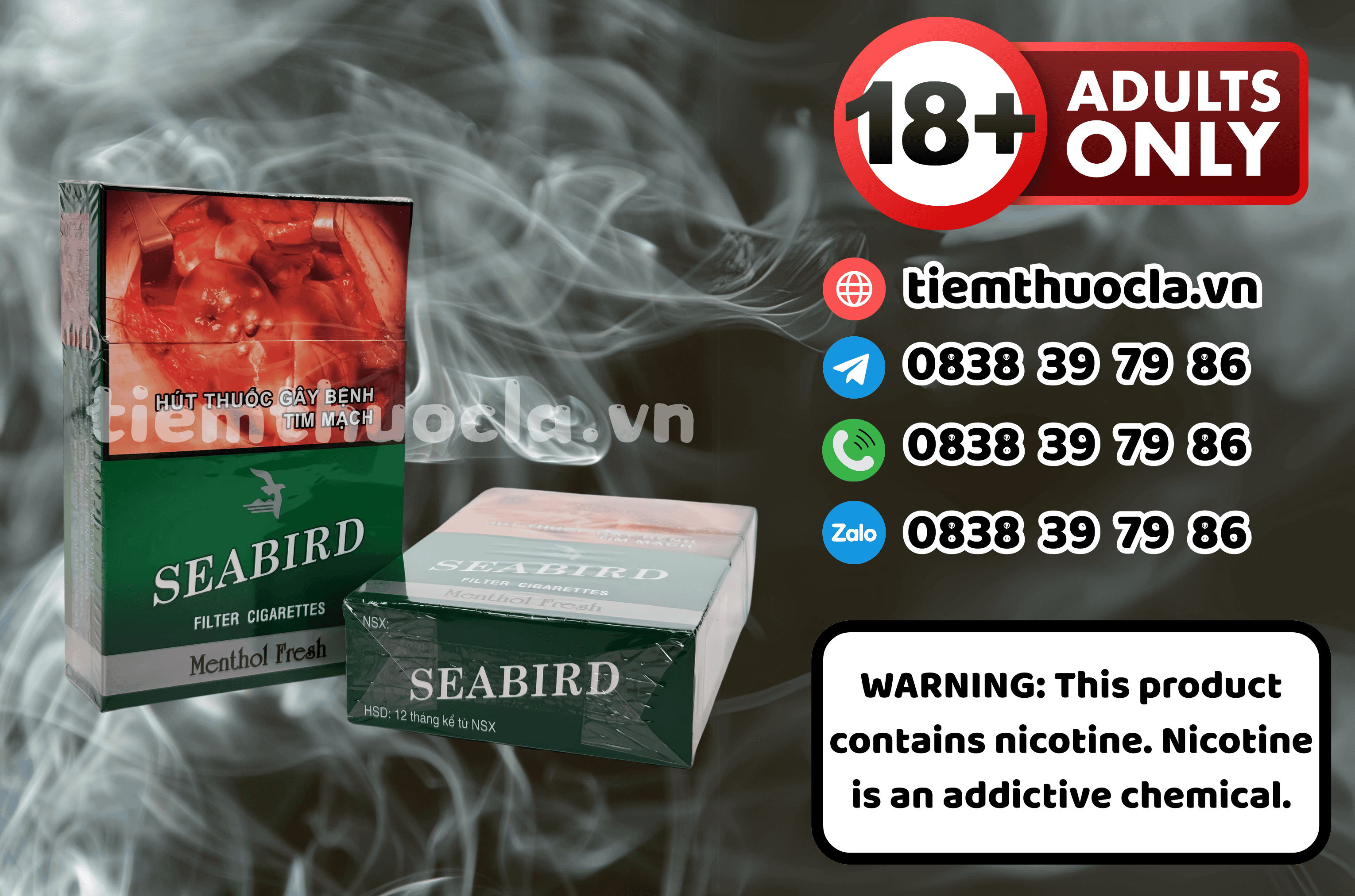 Thuốc lá Seabird Menthol Fresh - Cigarette (Thuốc lá) chính hãng Cần Thơ, mua online giá rẻ tại Tiệm Thuốc Lá - Hình 1