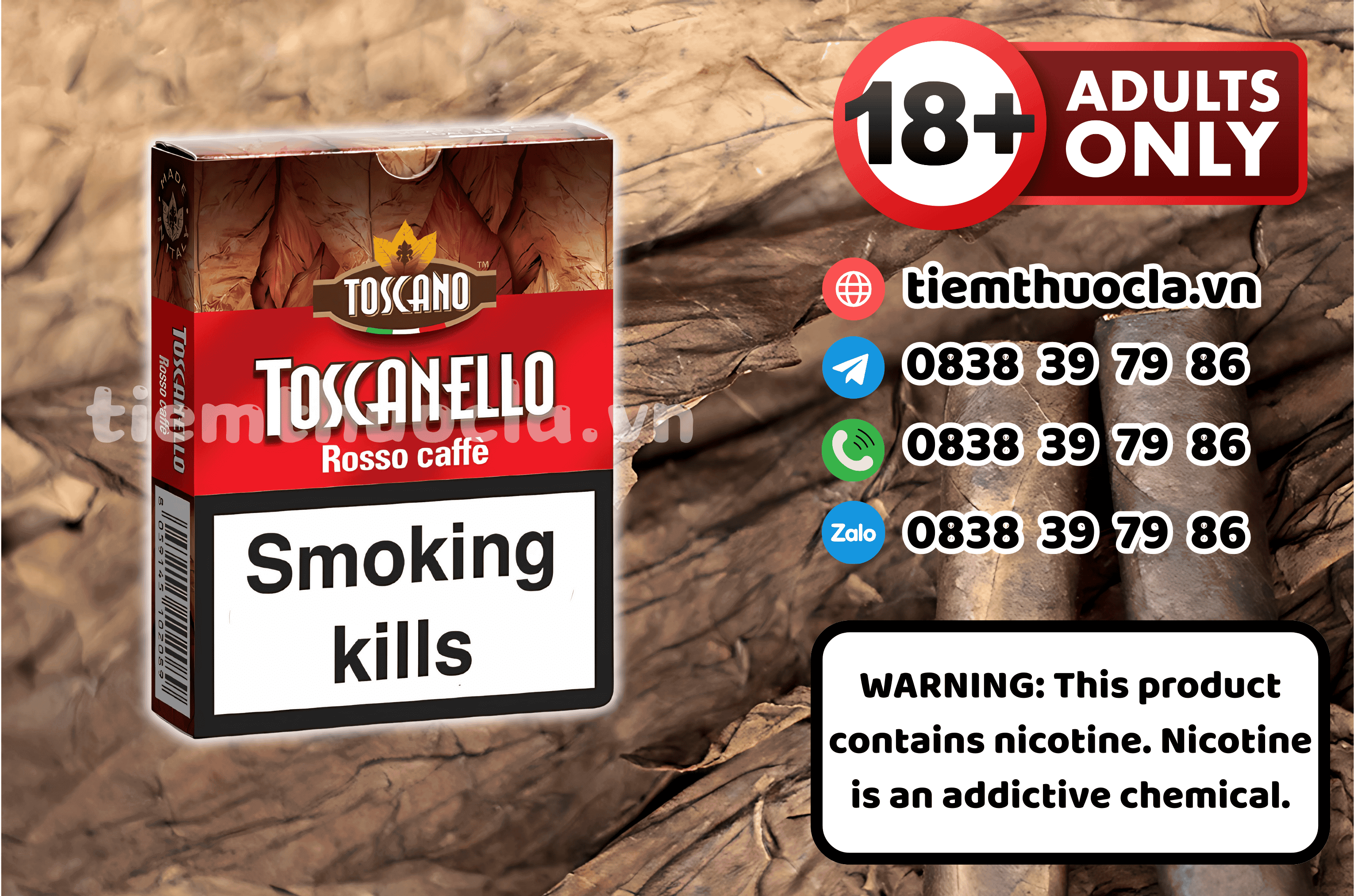 Cigar Toscano Toscanello Rosso Caffe - Cigar (Xì gà) chính hãng Cần Thơ, mua online giá rẻ tại Tiệm Thuốc Lá - Hình 1