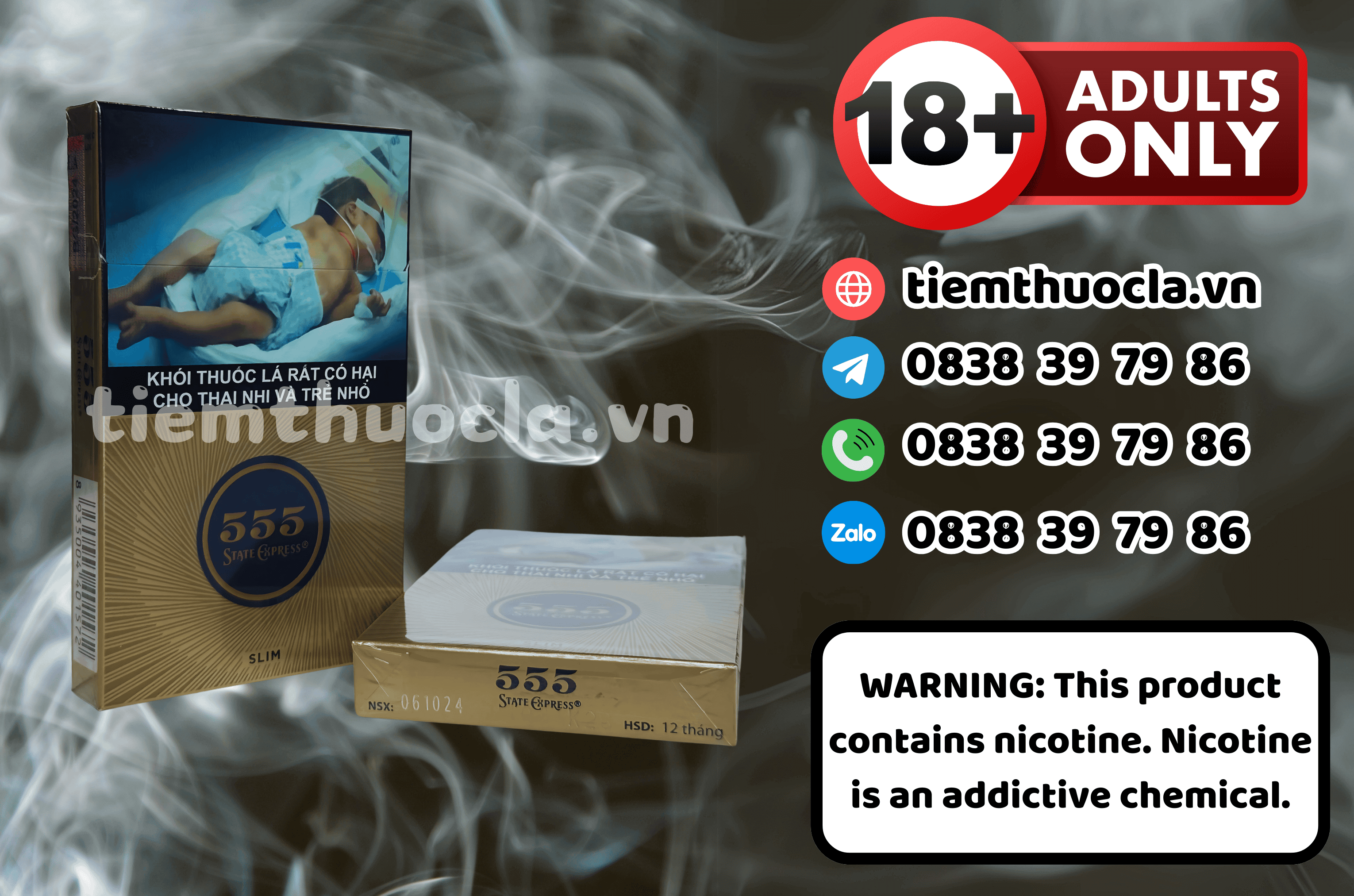Thuốc lá 555 Slim - Cigarette (Thuốc lá) chính hãng Cần Thơ, mua online giá rẻ tại Tiệm Thuốc Lá - Hình 1