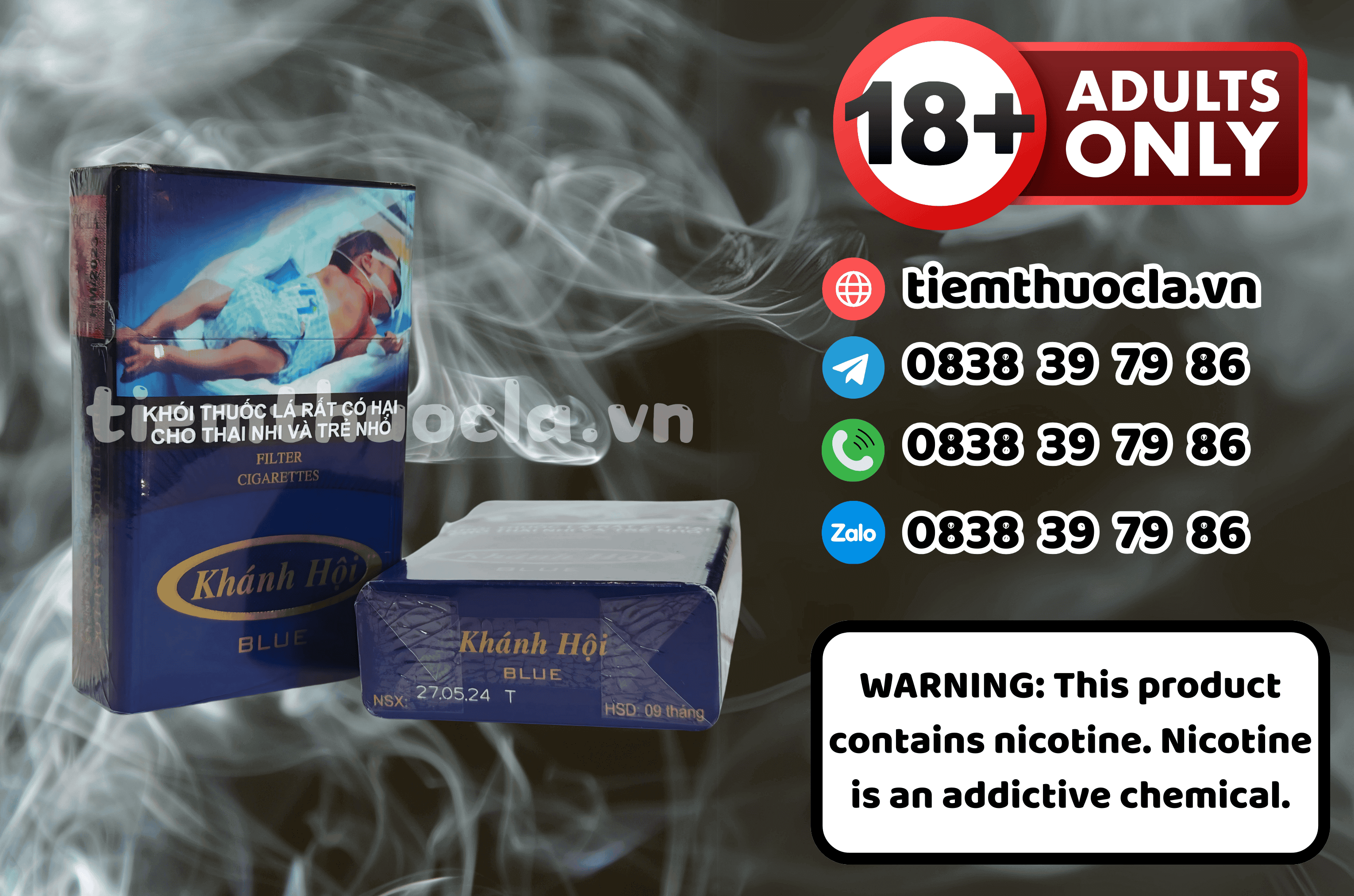 Thuốc lá Khánh Hội Blue - Thuốc lá chính hãng Cần Thơ, mua online giá rẻ tại Tiệm Thuốc Lá