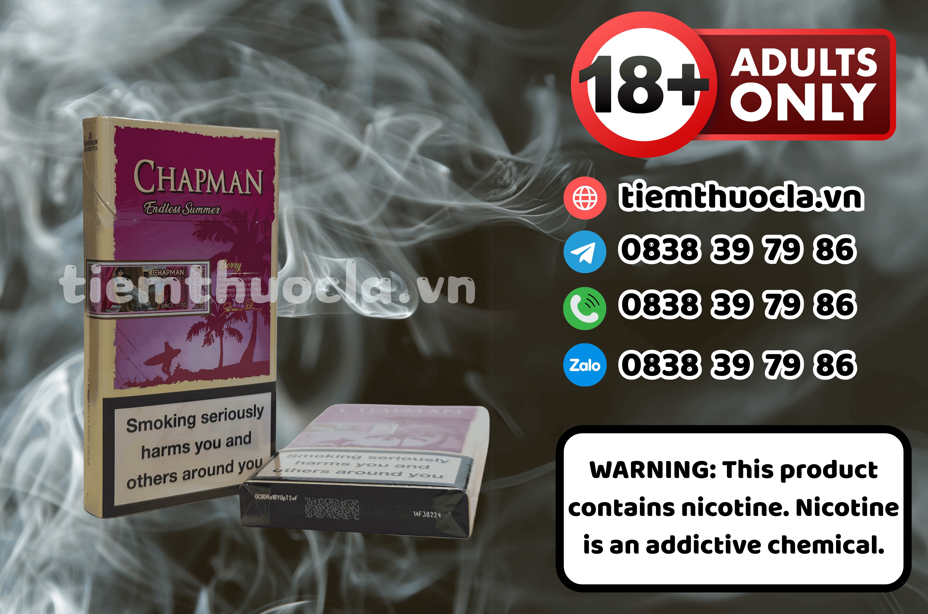 Thuốc lá Ngoại Chapman Endless Summer Berry Slim - Cigarette (Thuốc lá) chính hãng Cần Thơ, mua online giá rẻ tại Tiệm Thuốc Lá - Hình 1
