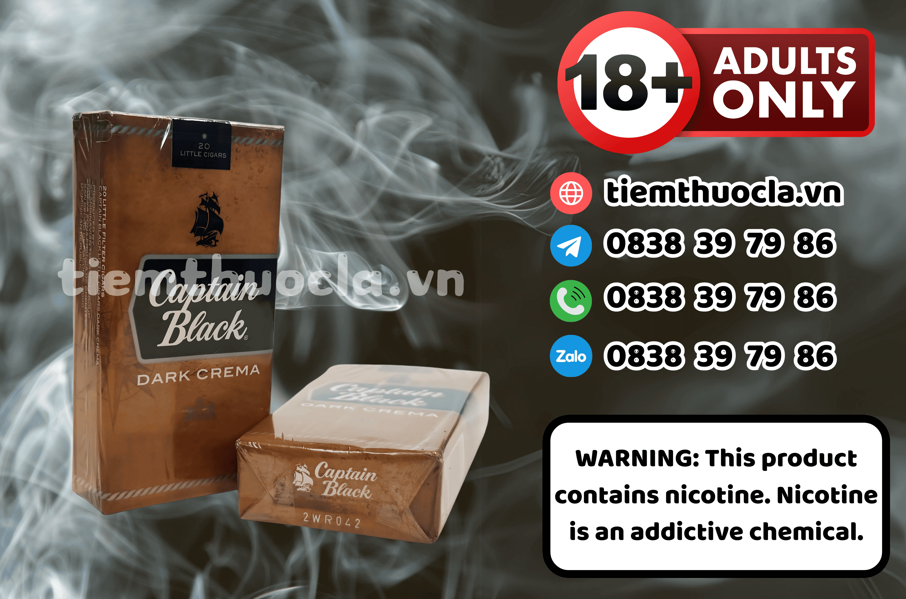 Thuốc lá Ngoại Captain Black Dark Crema - Thuốc lá chính hãng Cần Thơ, mua online giá rẻ tại Tiệm Thuốc Lá