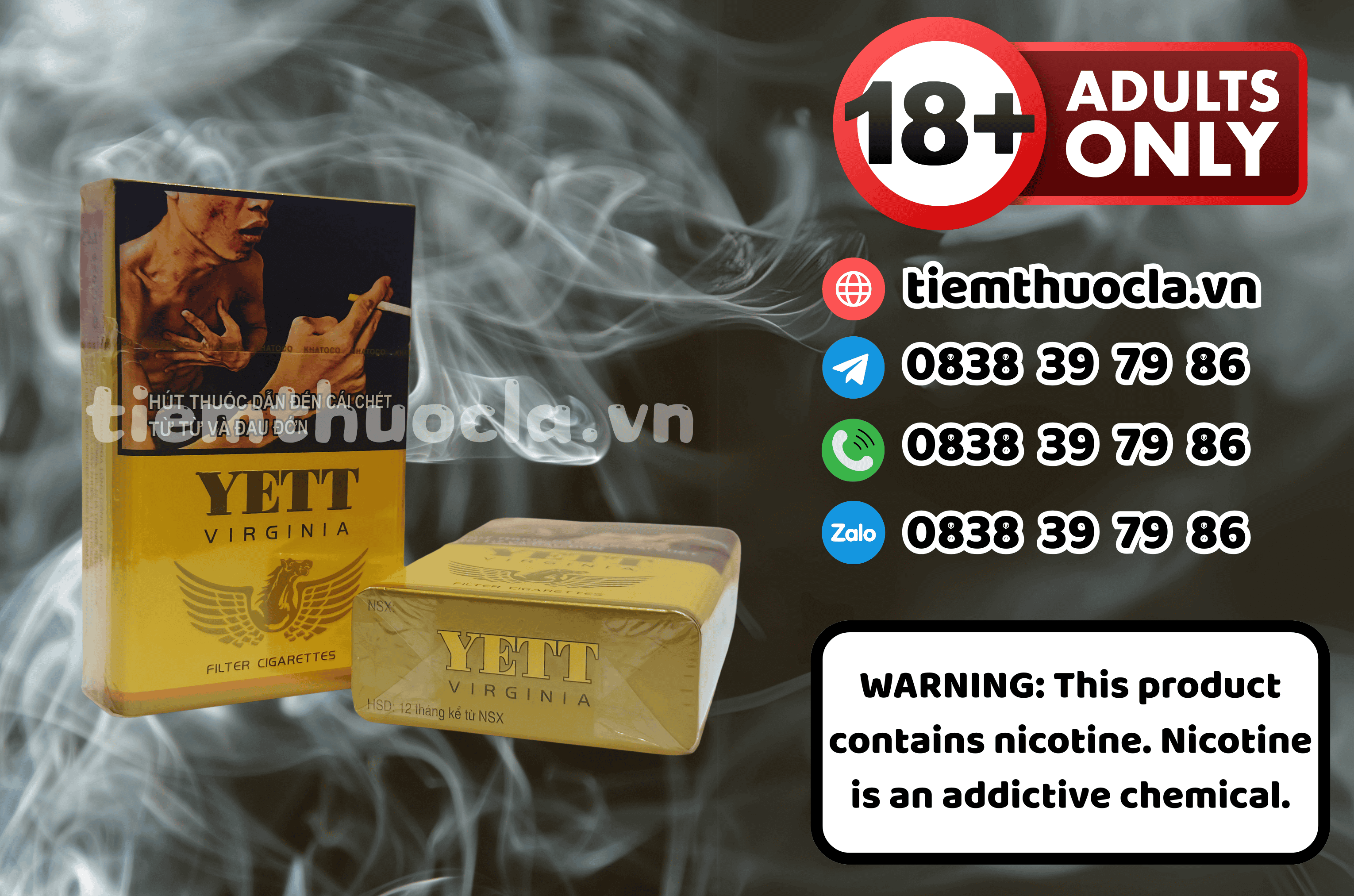 Thuốc lá YETT Virginia Vàng - Thuốc lá chính hãng Cần Thơ, mua online giá rẻ tại Tiệm Thuốc Lá